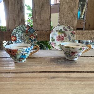 Rosina Miniature Patterned Teacup Set with Gold Accents